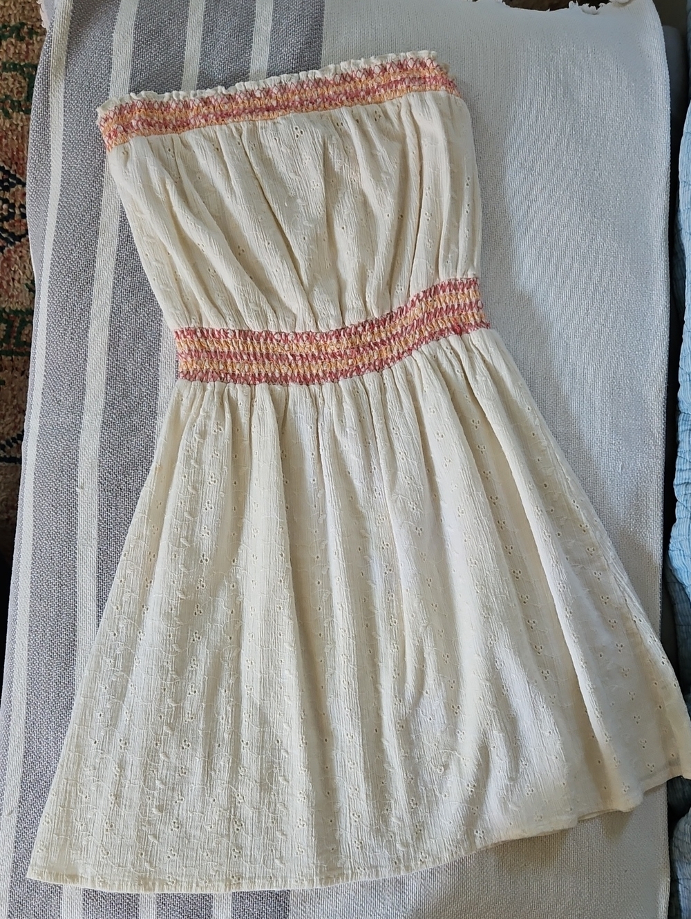 Cute American Rag Cie Eyelet Dress with Pink And Orange Thread Detail